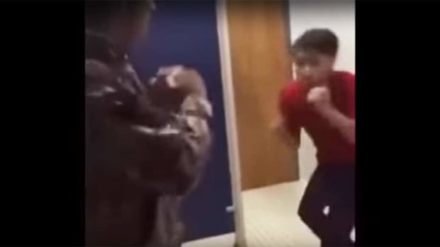 Wrestler vs. Boxer in school bathroom ends in brutal fashion