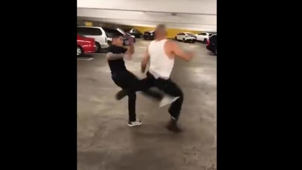 OG learns HARD lesson about leg kicks vs. MMA fighter in parking garage
