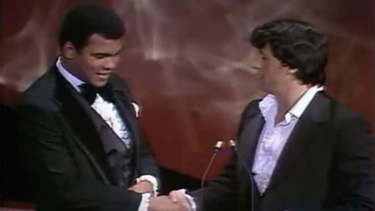 Ali shadow spars with Sylvester Stallone