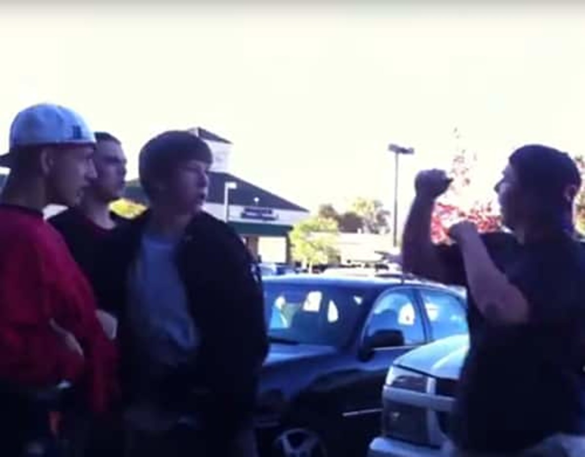 Nate Diaz commentates and films parking lot street brawl