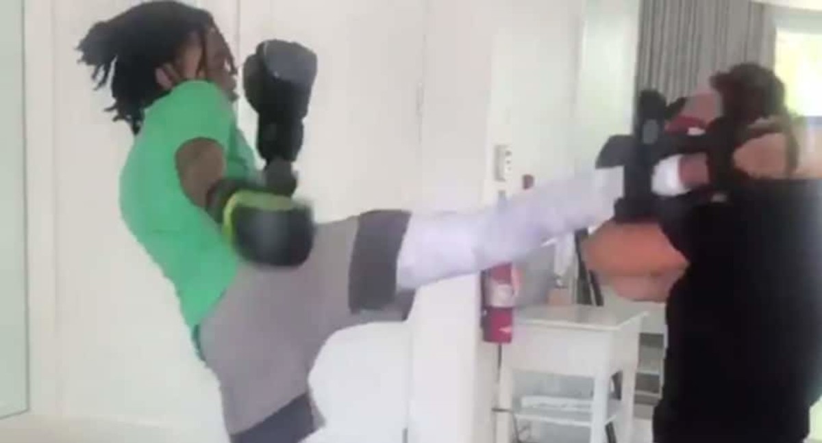 Wiz Khalifa training MMA striking with UFC’s Cat Zingano