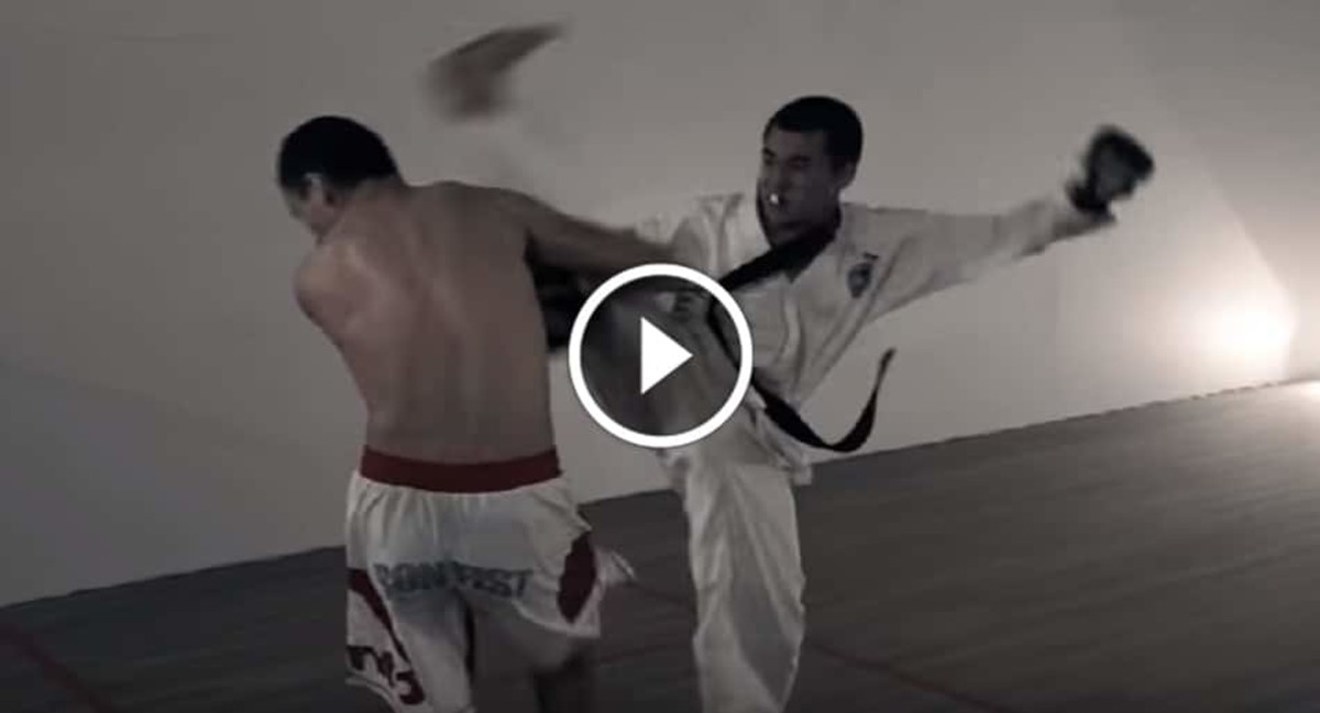 Muay Thai fighter vs. Taekwondo blackbelt - does NOT last long