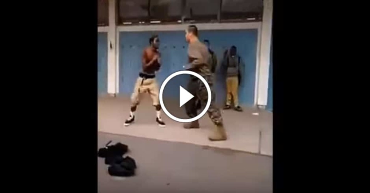 Bully picks a fight with the wrong soldier
